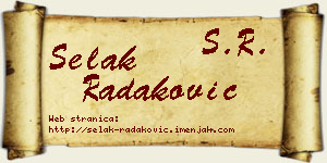 Selak Radaković vizit kartica